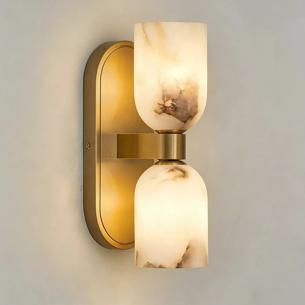 Solenne Alabaster Twin Beam Wall Sconce