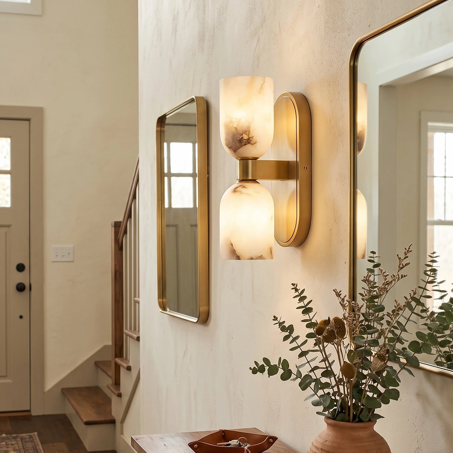 Solenne Alabaster Twin Beam Wall Sconce