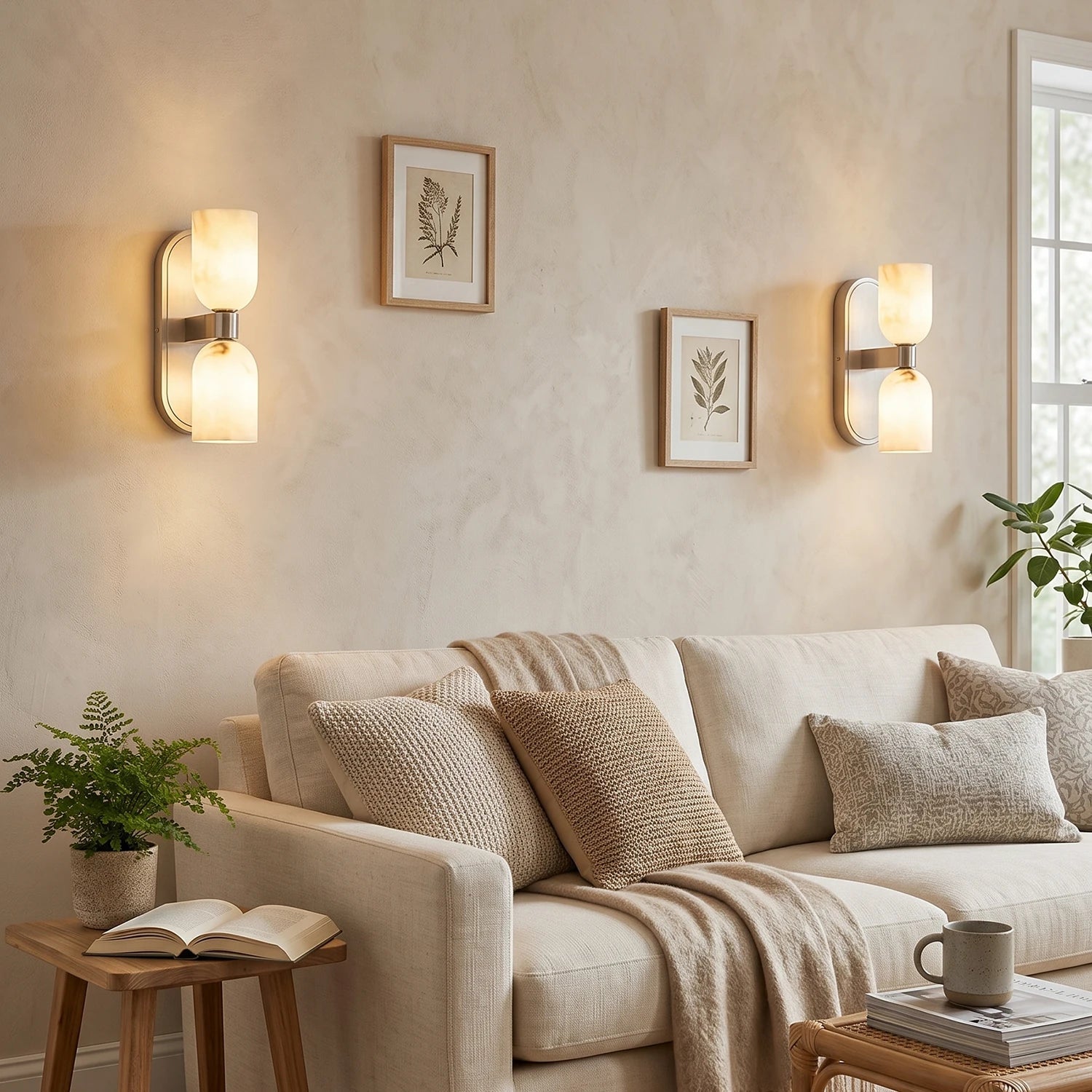 Solenne Alabaster Twin Beam Wall Sconce