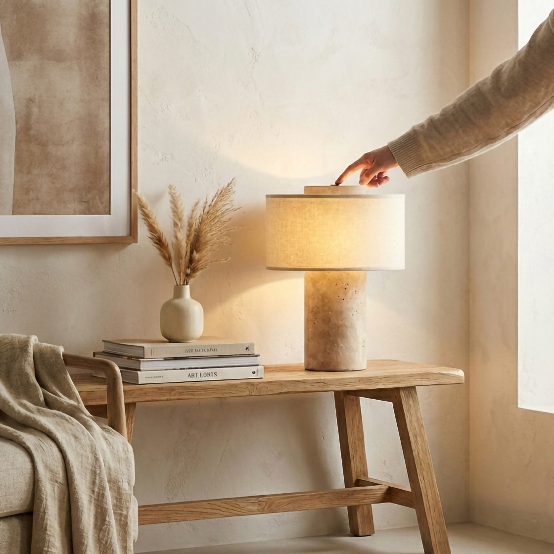 Sora Natural Stone Rechargeable Table Lamp
