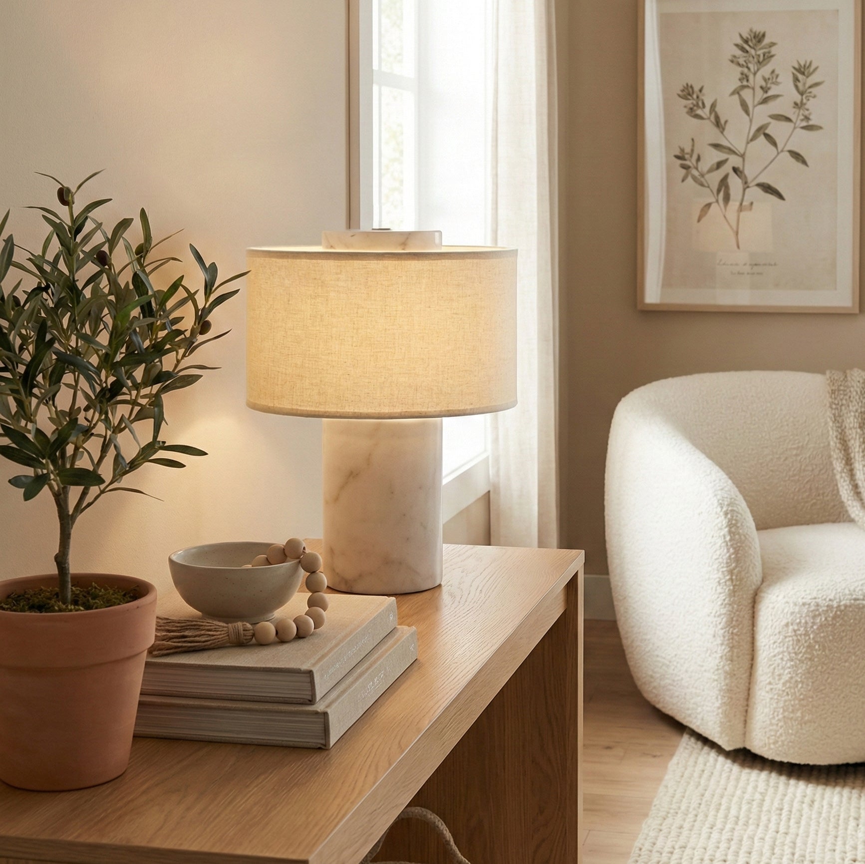Sora Natural Stone Rechargeable Table Lamp