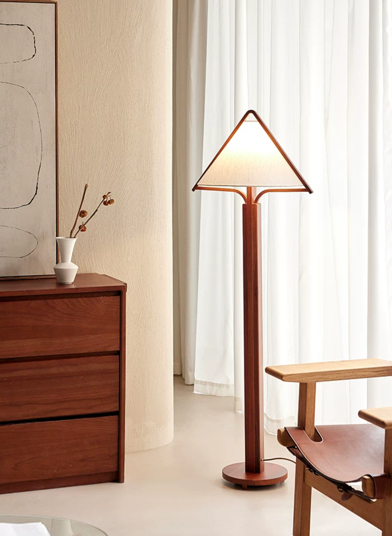 Tavora Triangle Shade Wood Floor Lamp