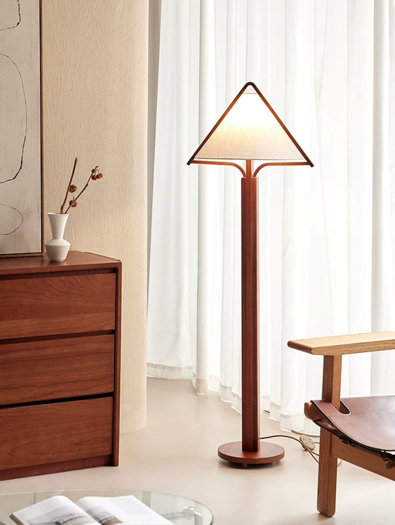 Tavora Triangle Shade Wood Floor Lamp