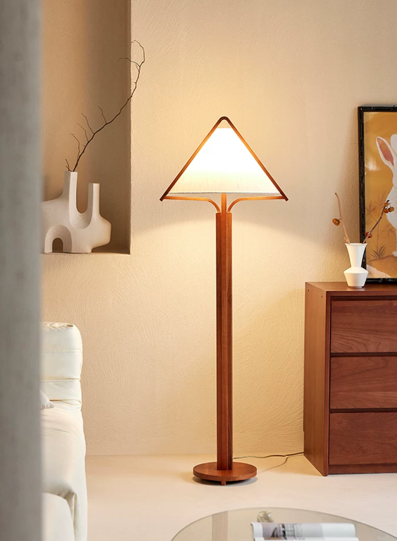 Tavora Triangle Shade Wood Floor Lamp