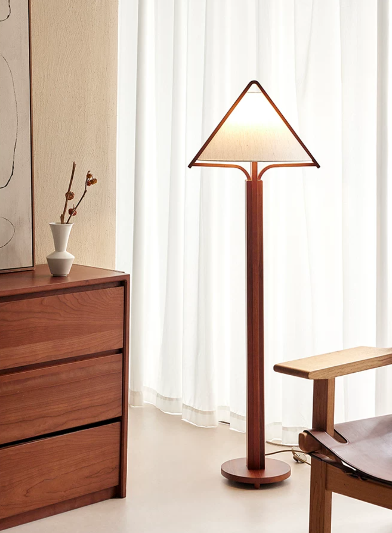 Tavora Triangle Shade Wood Floor Lamp