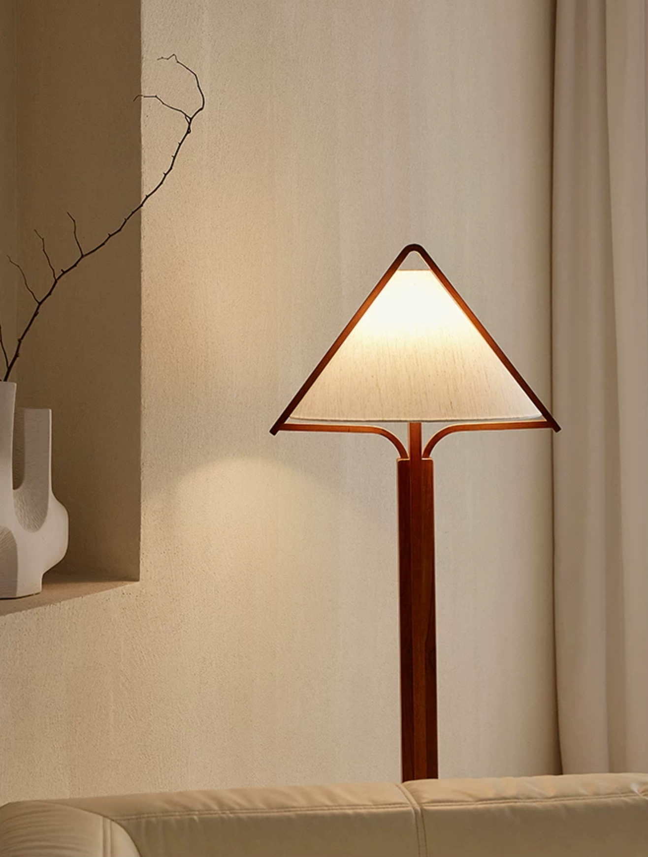 Tavora Triangle Shade Wood Floor Lamp