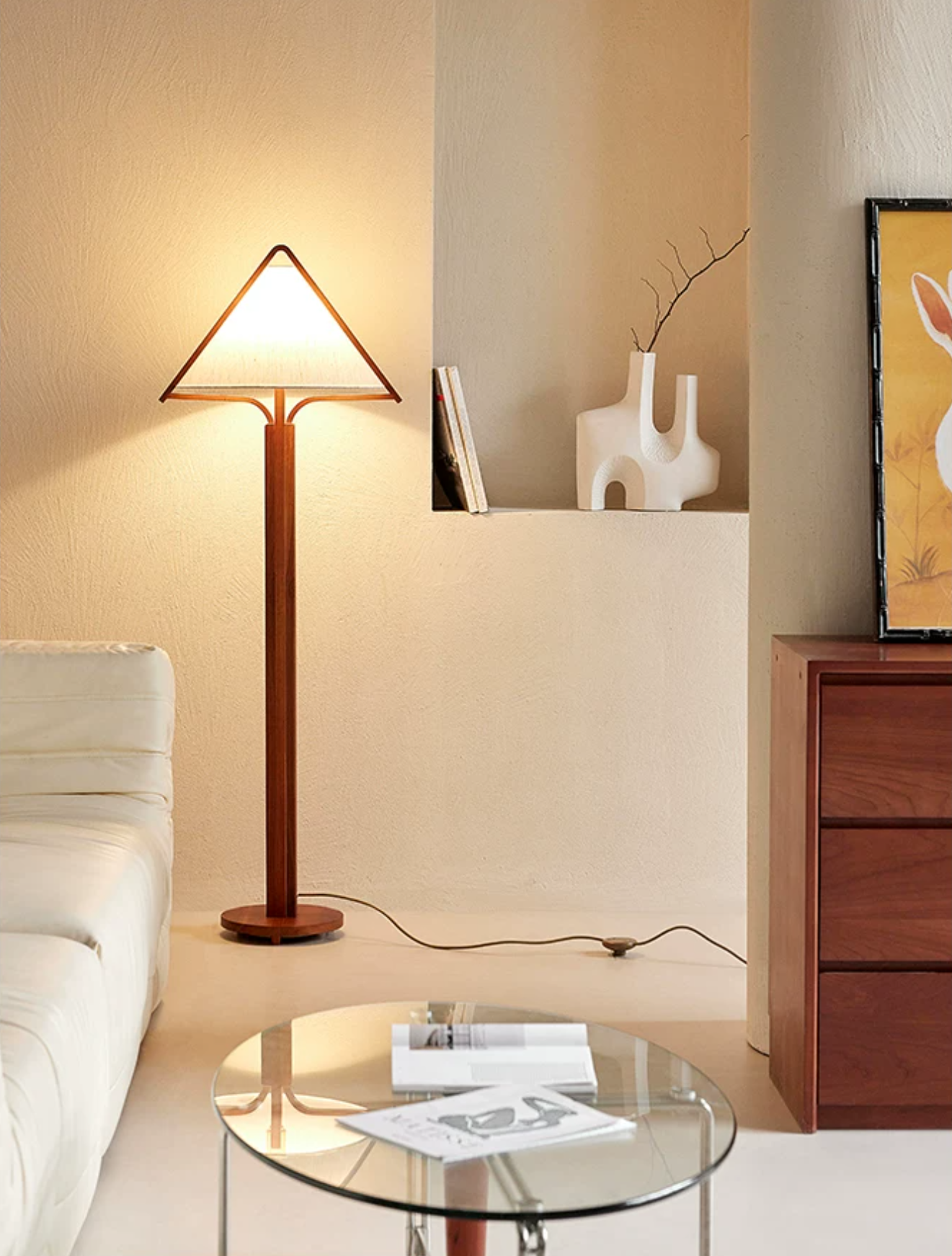 Tavora Triangle Shade Wood Floor Lamp