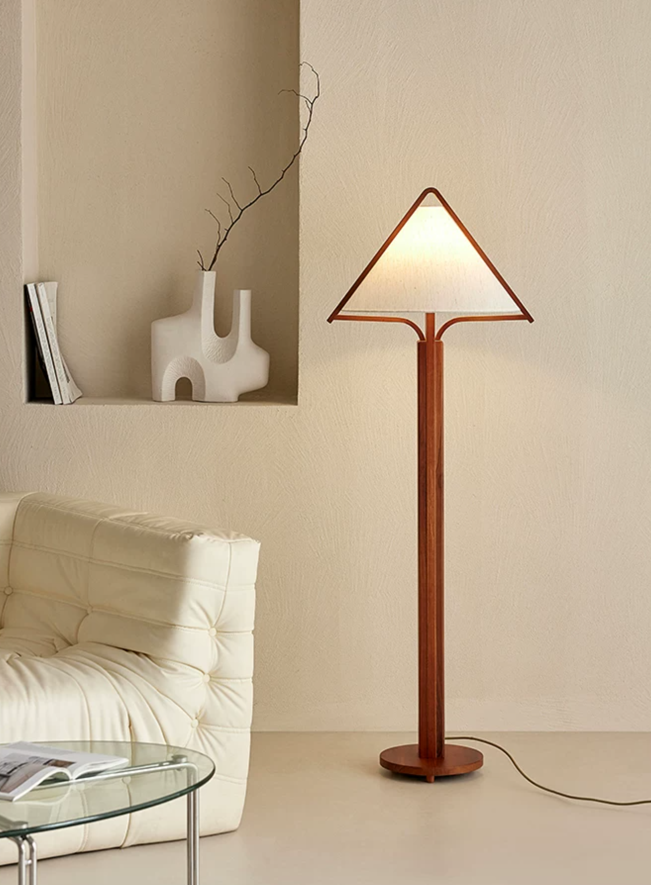 Tavora Triangle Shade Wood Floor Lamp