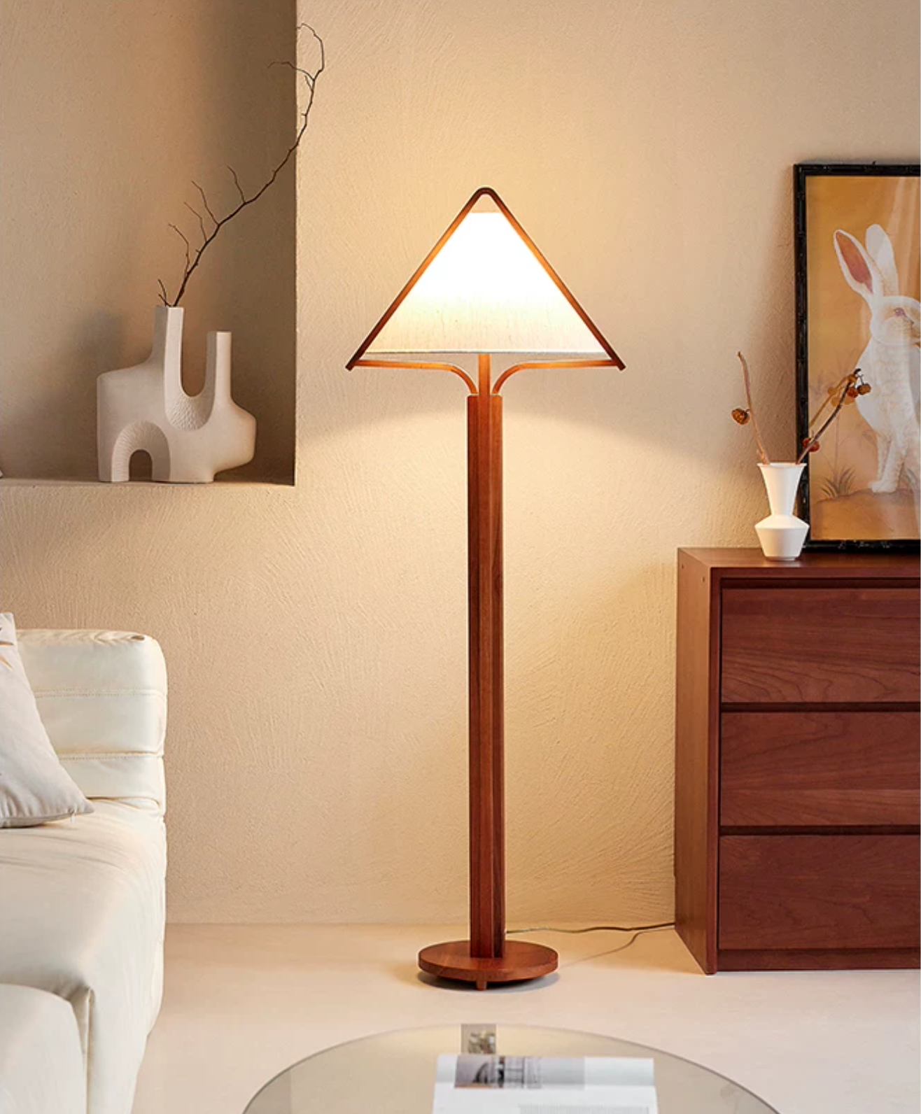 Tavora Triangle Shade Wood Floor Lamp