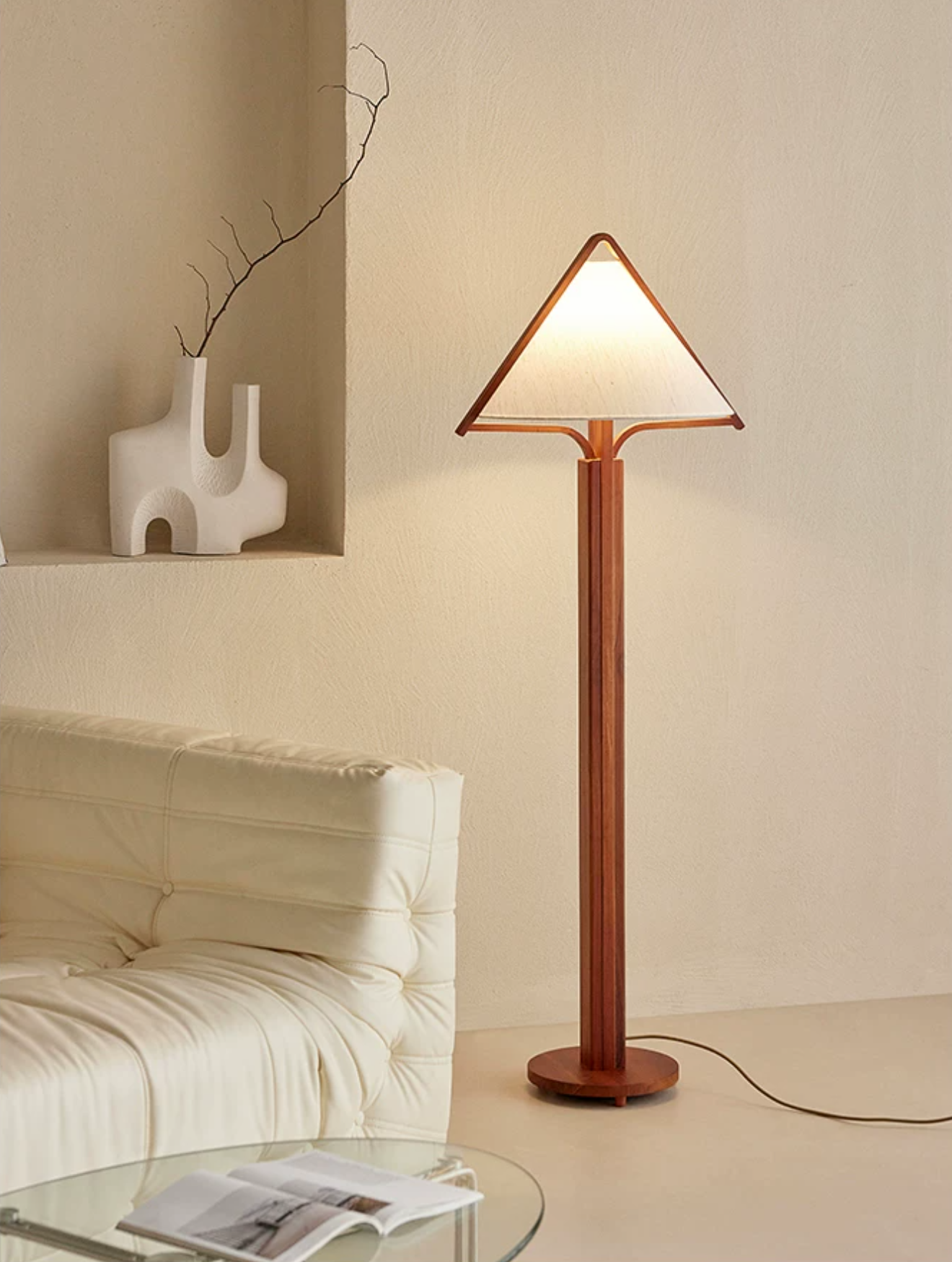 Tavora Triangle Shade Wood Floor Lamp