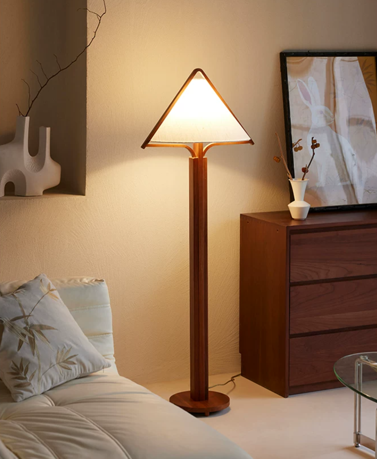 Tavora Triangle Shade Wood Floor Lamp