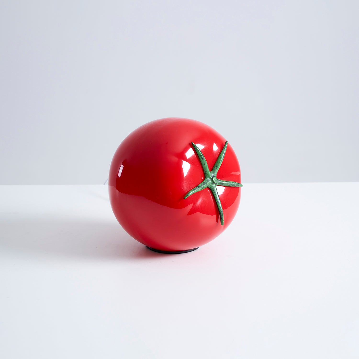 Red Tomato Glass Table Lamp with green stem detail