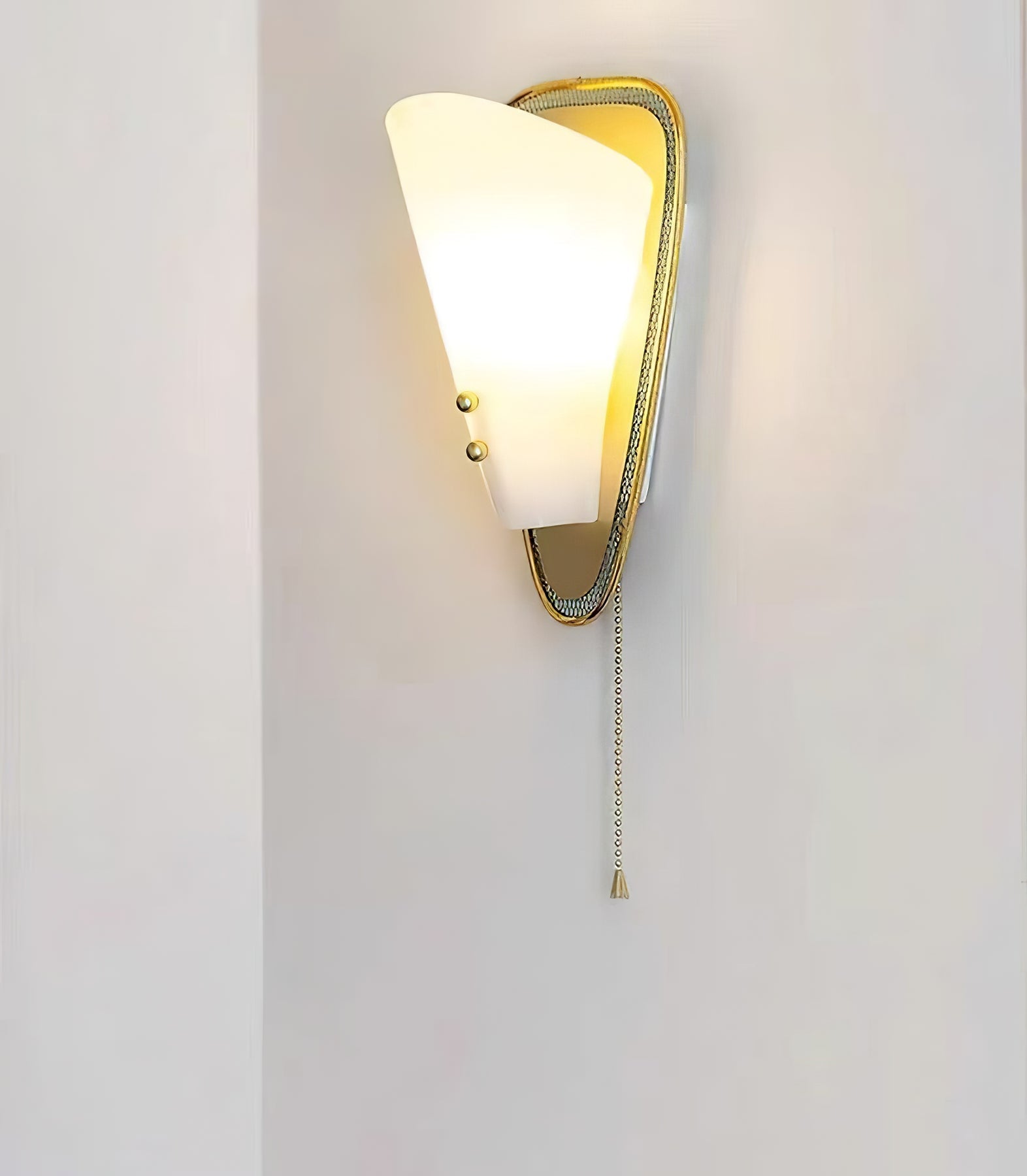 Triangular Gold Grid Wall Sconce