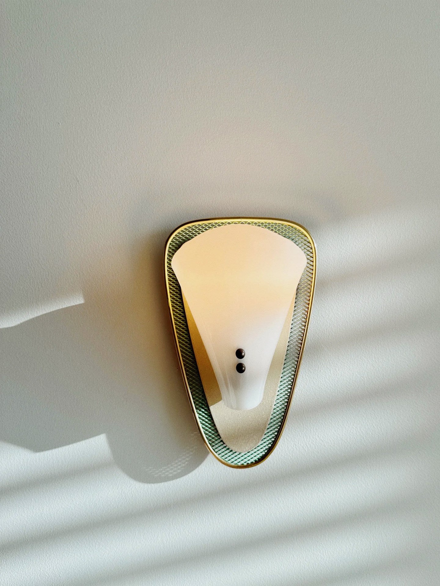 Triangular Gold Grid Wall Sconce