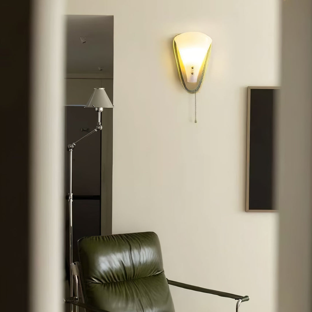 Triangular Gold Grid Wall Sconce