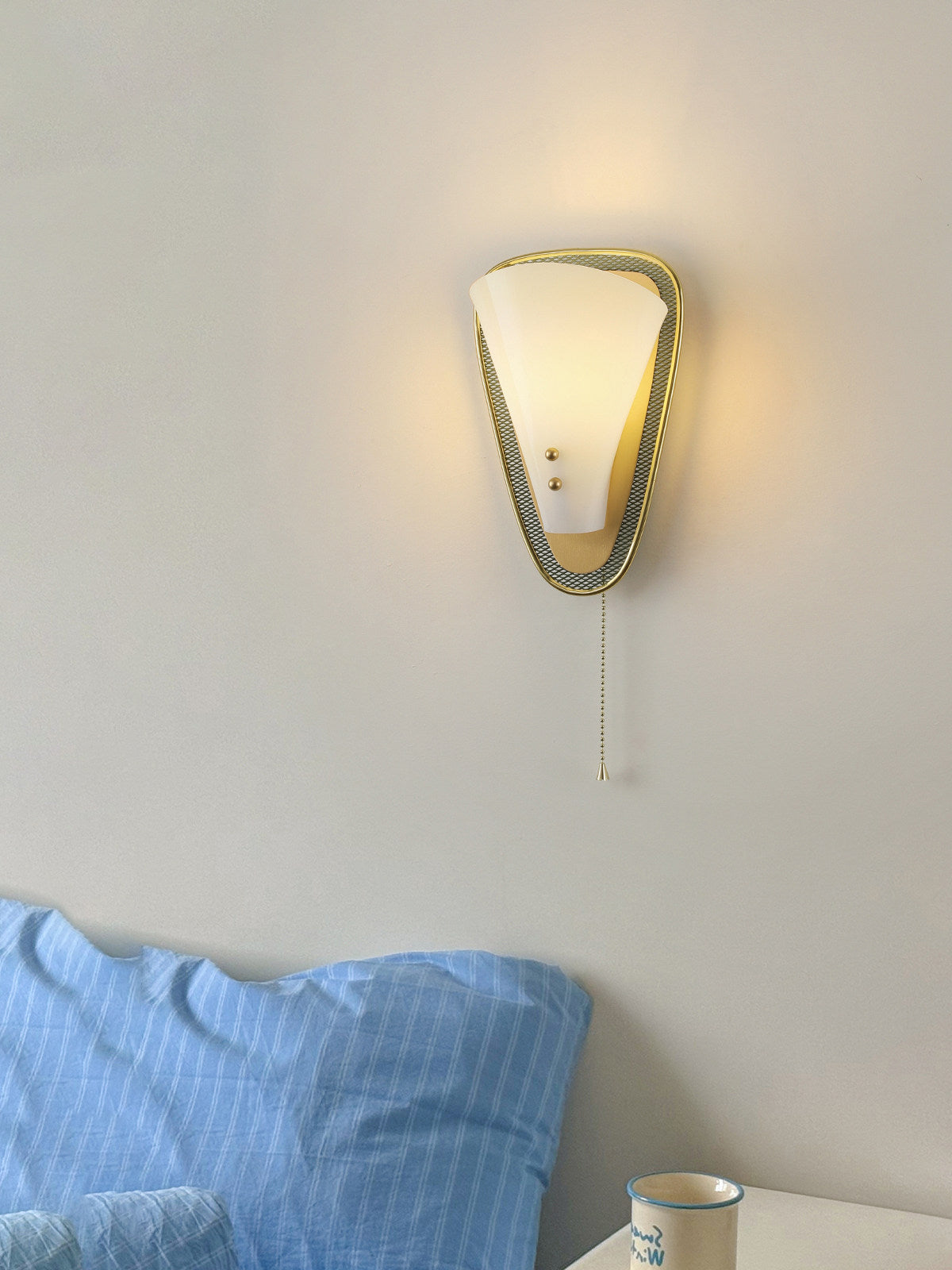 Triangular Gold Grid Wall Sconce