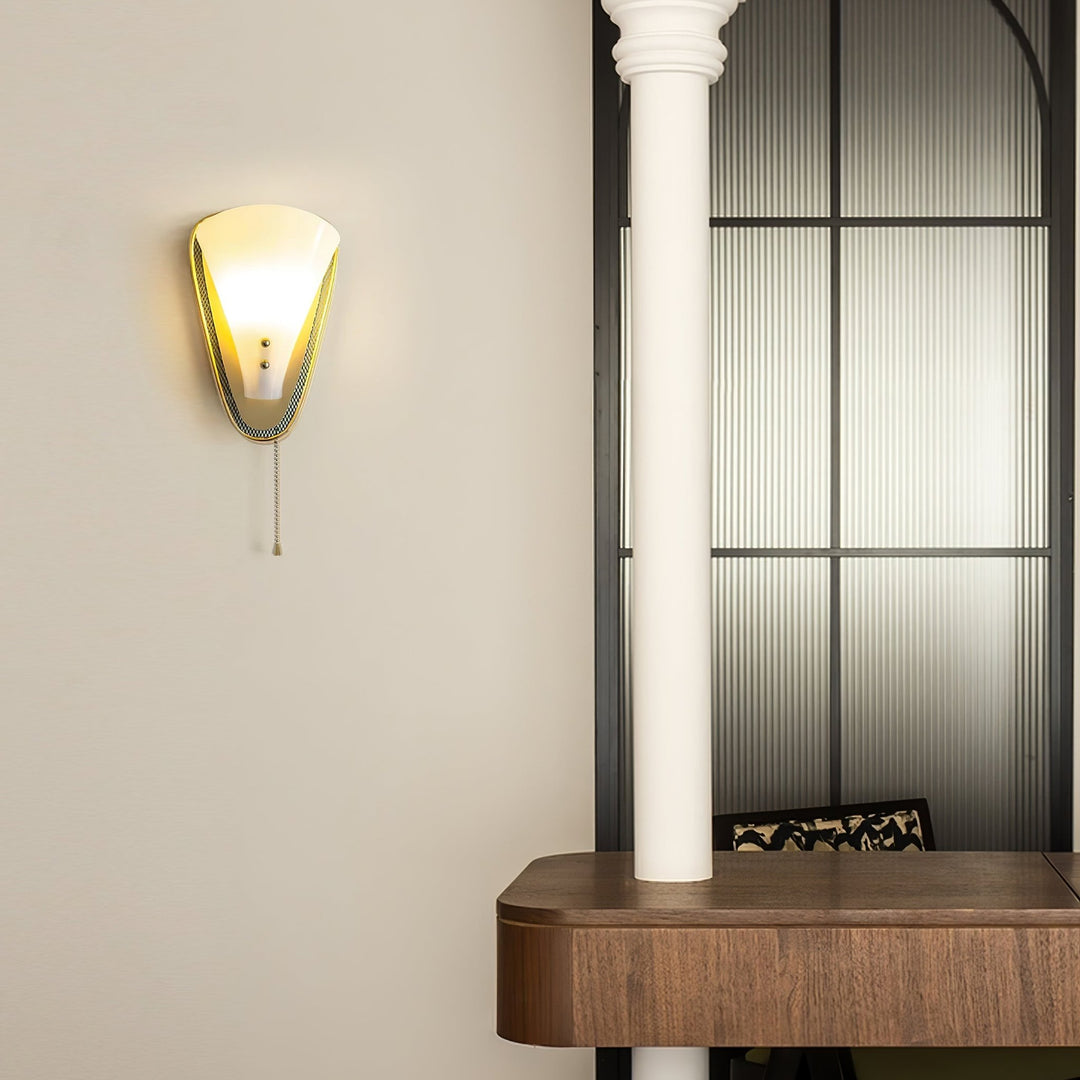 Triangular Gold Grid Wall Sconce