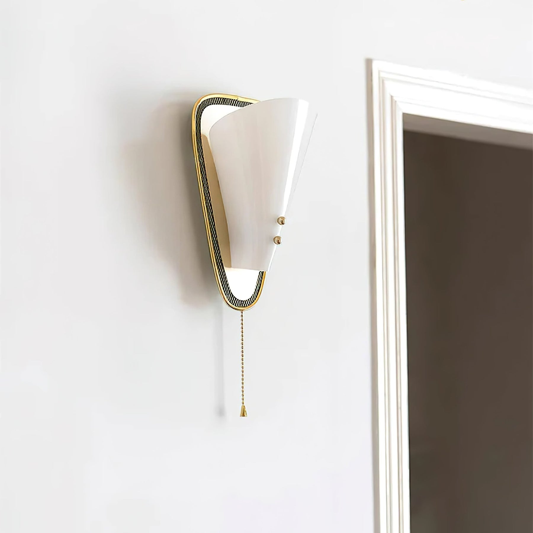 Triangular Gold Grid Wall Sconce