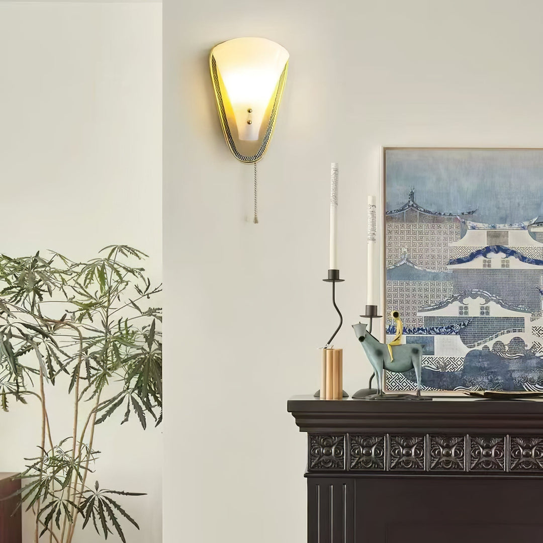 Triangular Gold Grid Wall Sconce