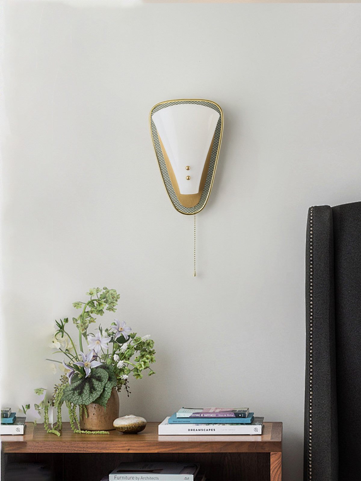 Triangular Gold Grid Wall Sconce