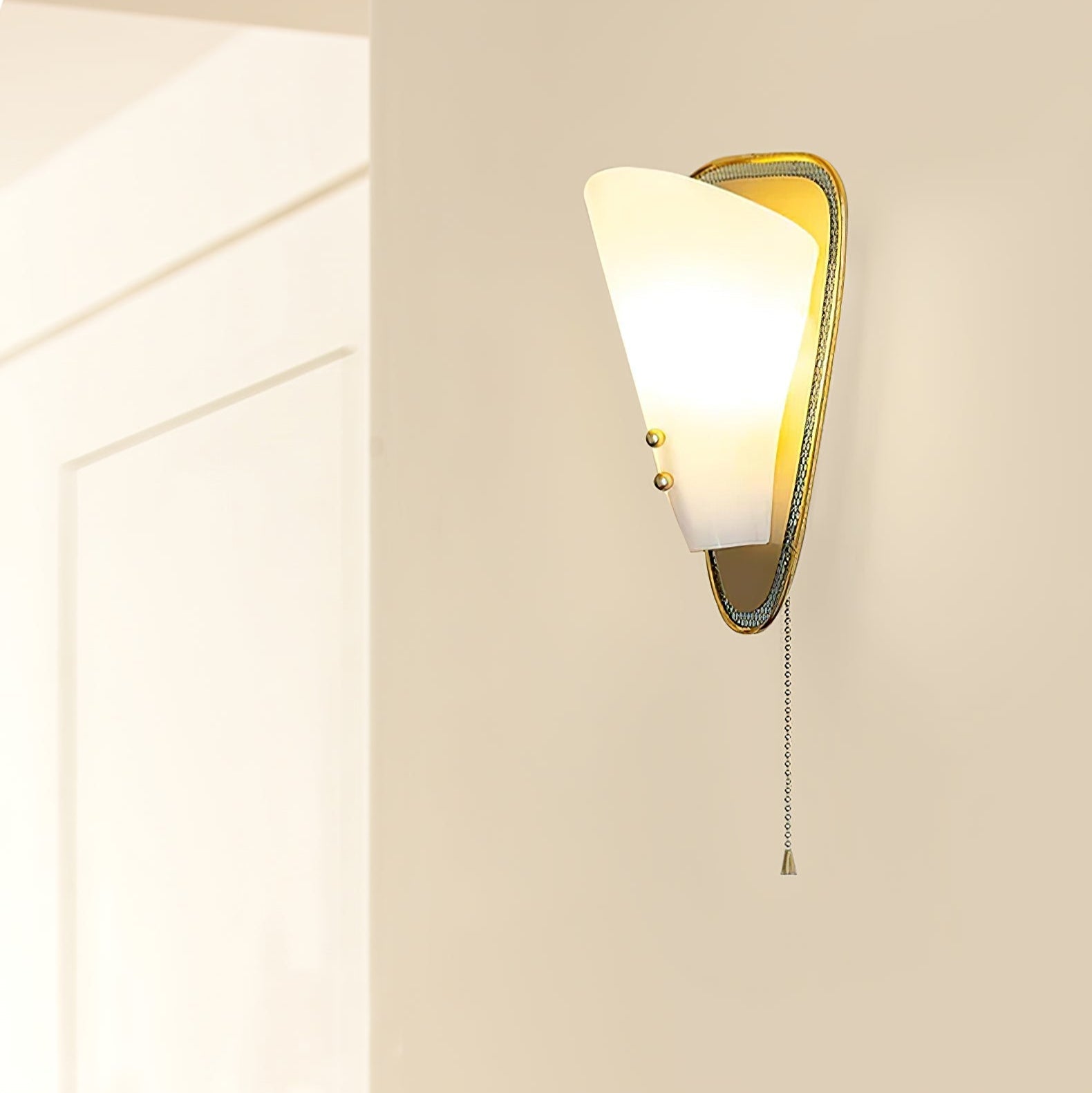 Triangular Gold Grid Wall Sconce