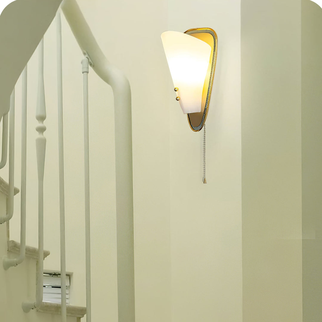 Triangular Gold Grid Wall Sconce