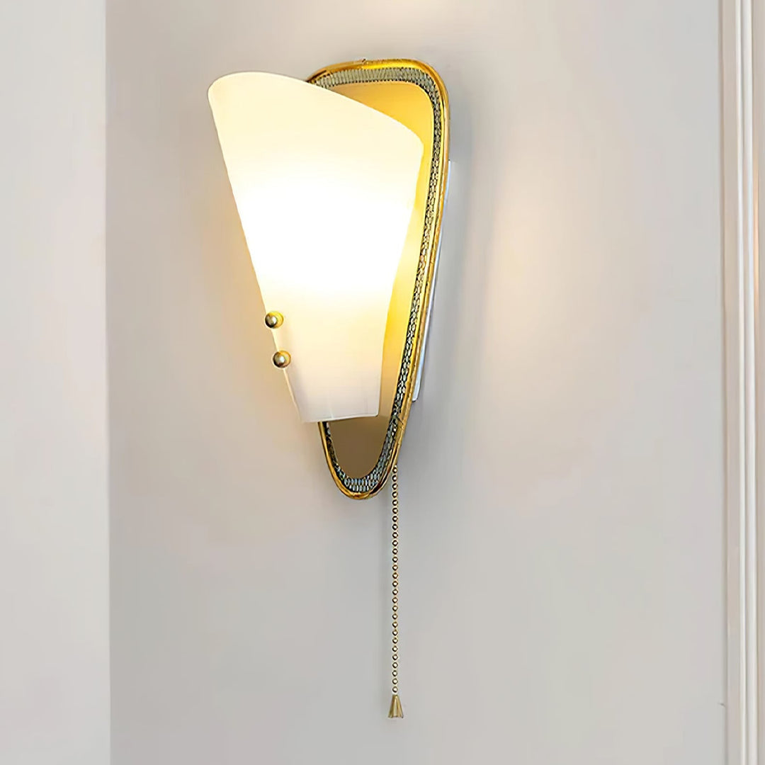 Triangular Gold Grid Wall Sconce