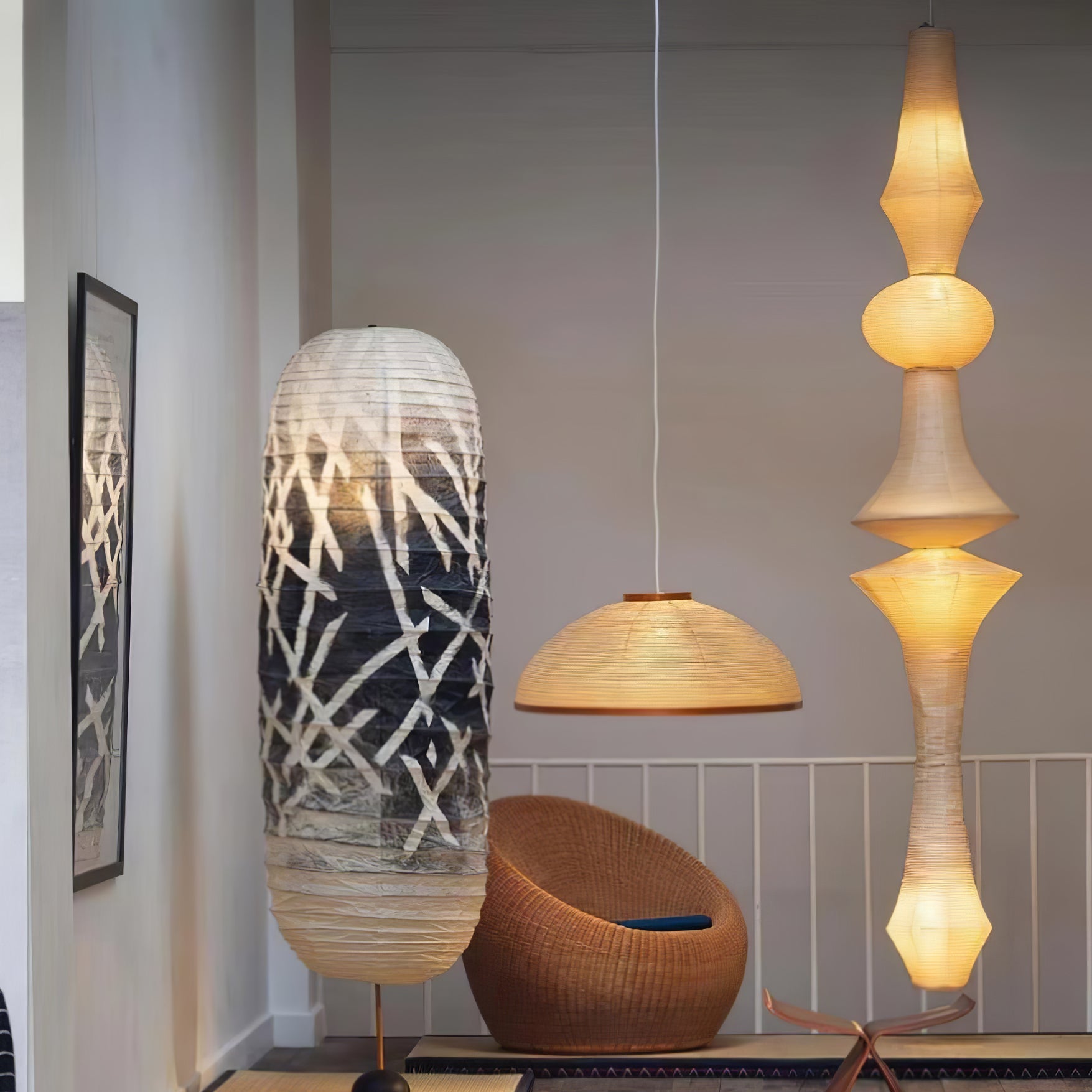 Tsuraya Tall Washi Paper Pendant Light