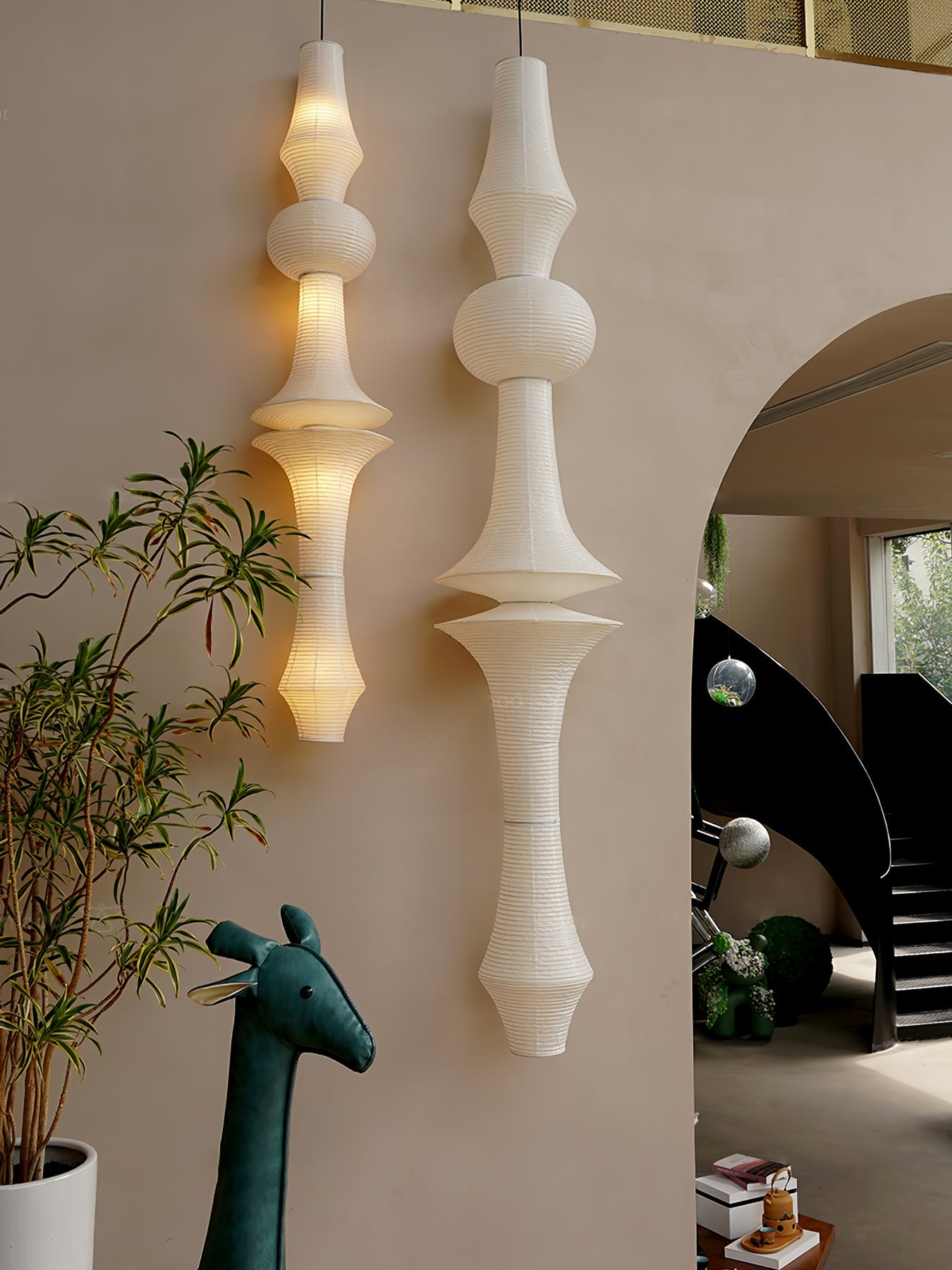 Tsuraya Tall Washi Paper Pendant Light