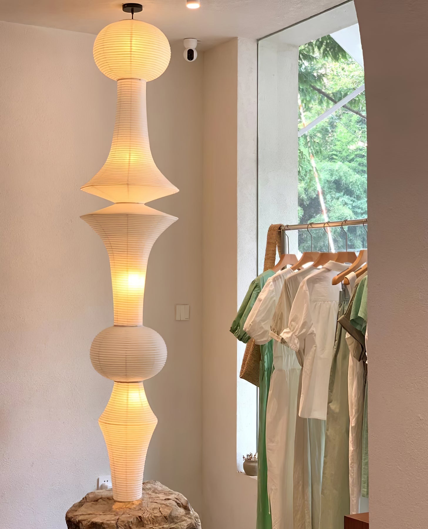 Tsuraya Tall Washi Paper Pendant Light