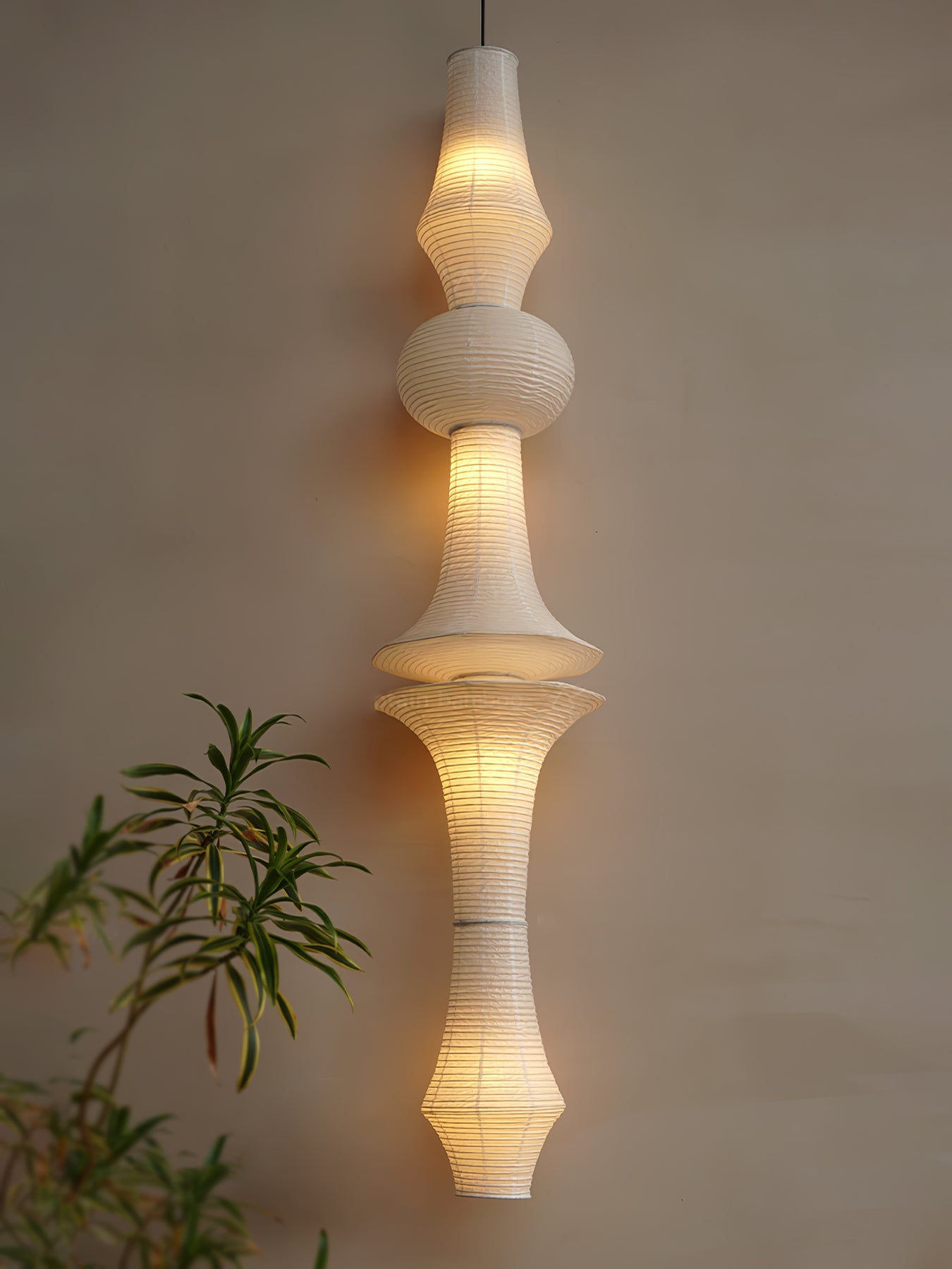 Tsuraya Tall Washi Paper Pendant Light