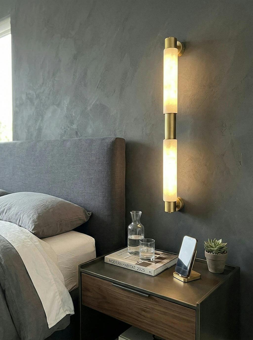 Tube Alabaster Wall Sconce