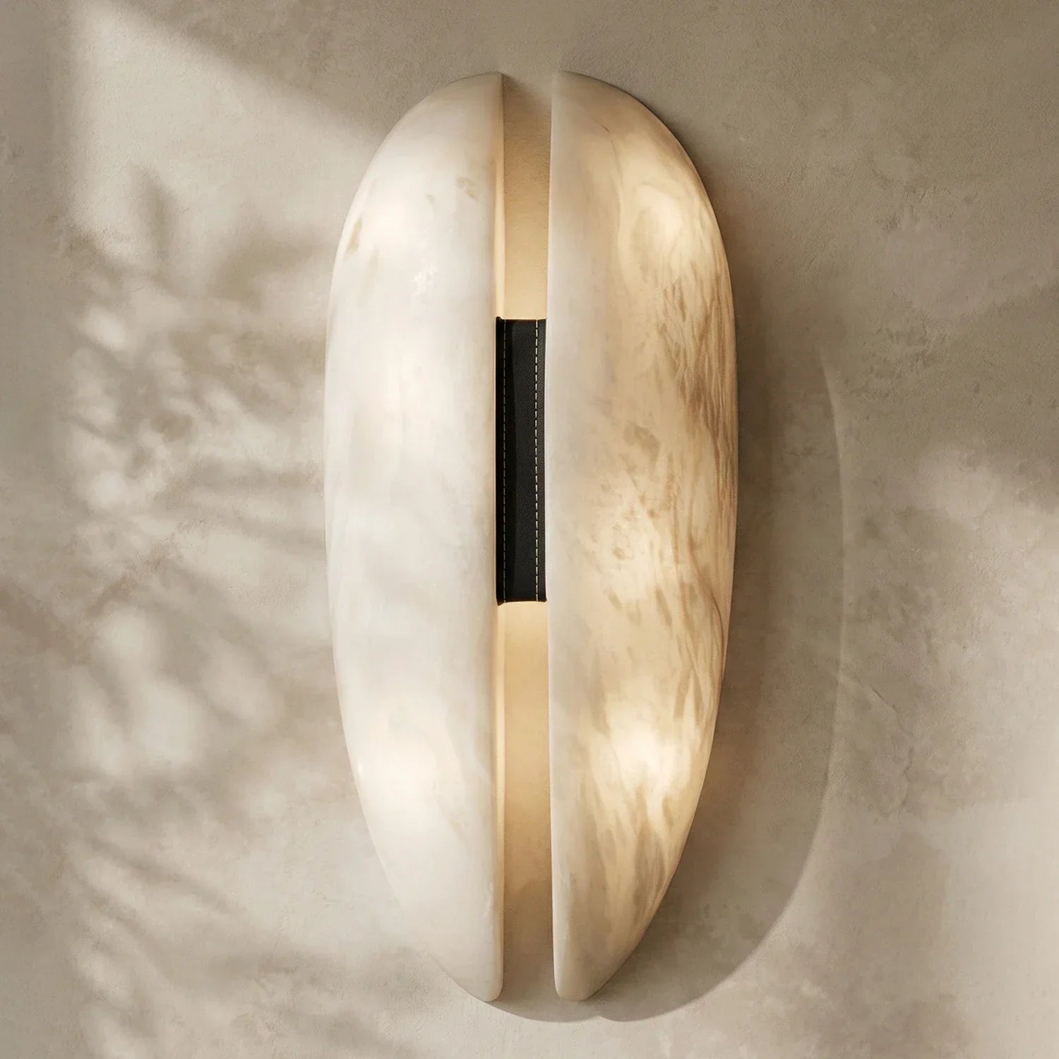 Velora Alabaster Leather Veil Sconce