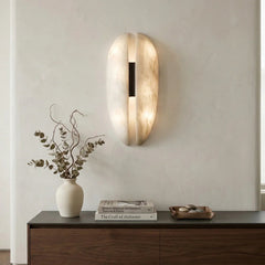 Velora Alabaster Leather Veil Sconce