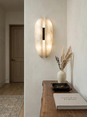 Velora Alabaster Leather Veil Sconce