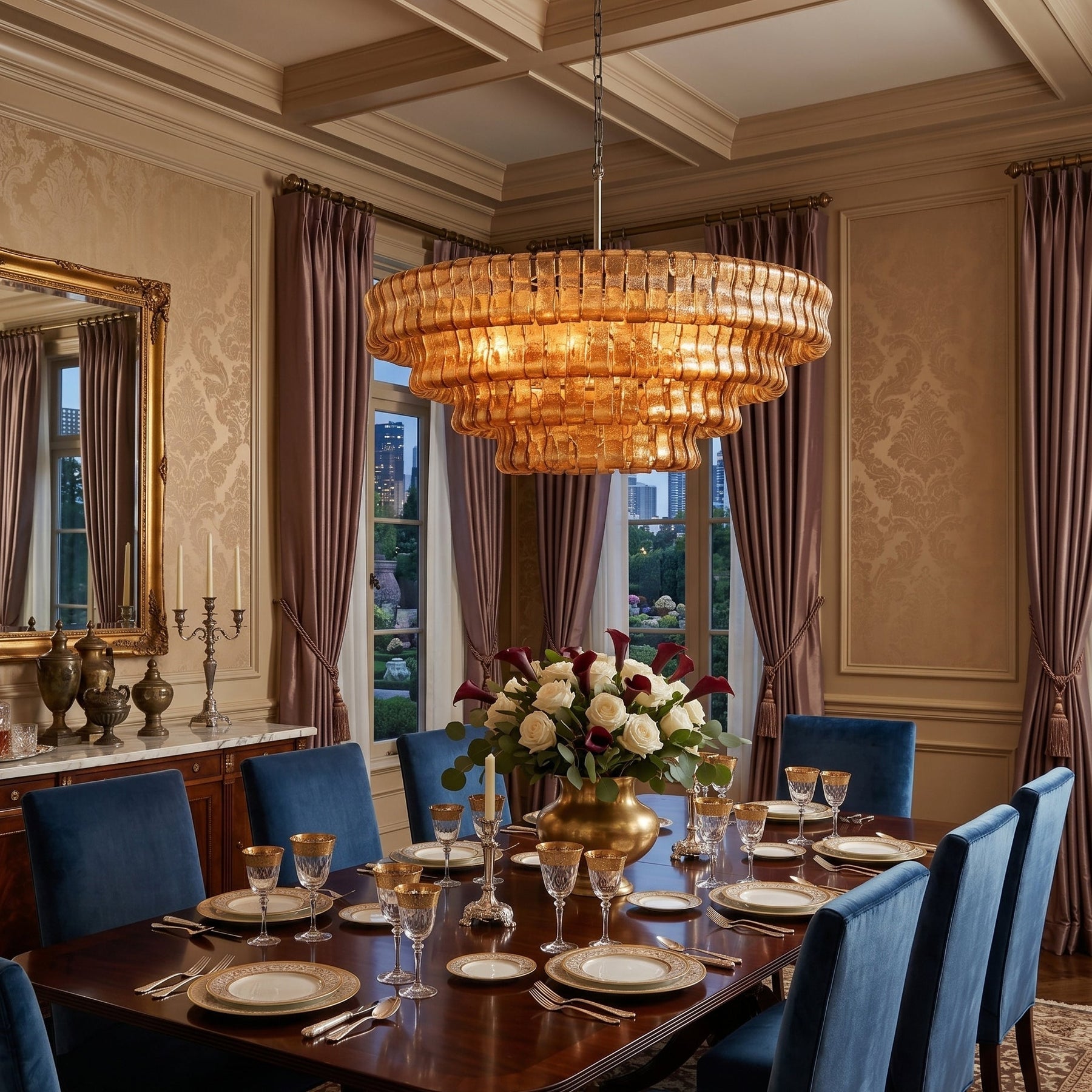 Ghiaccio Layered Glass Chandelier