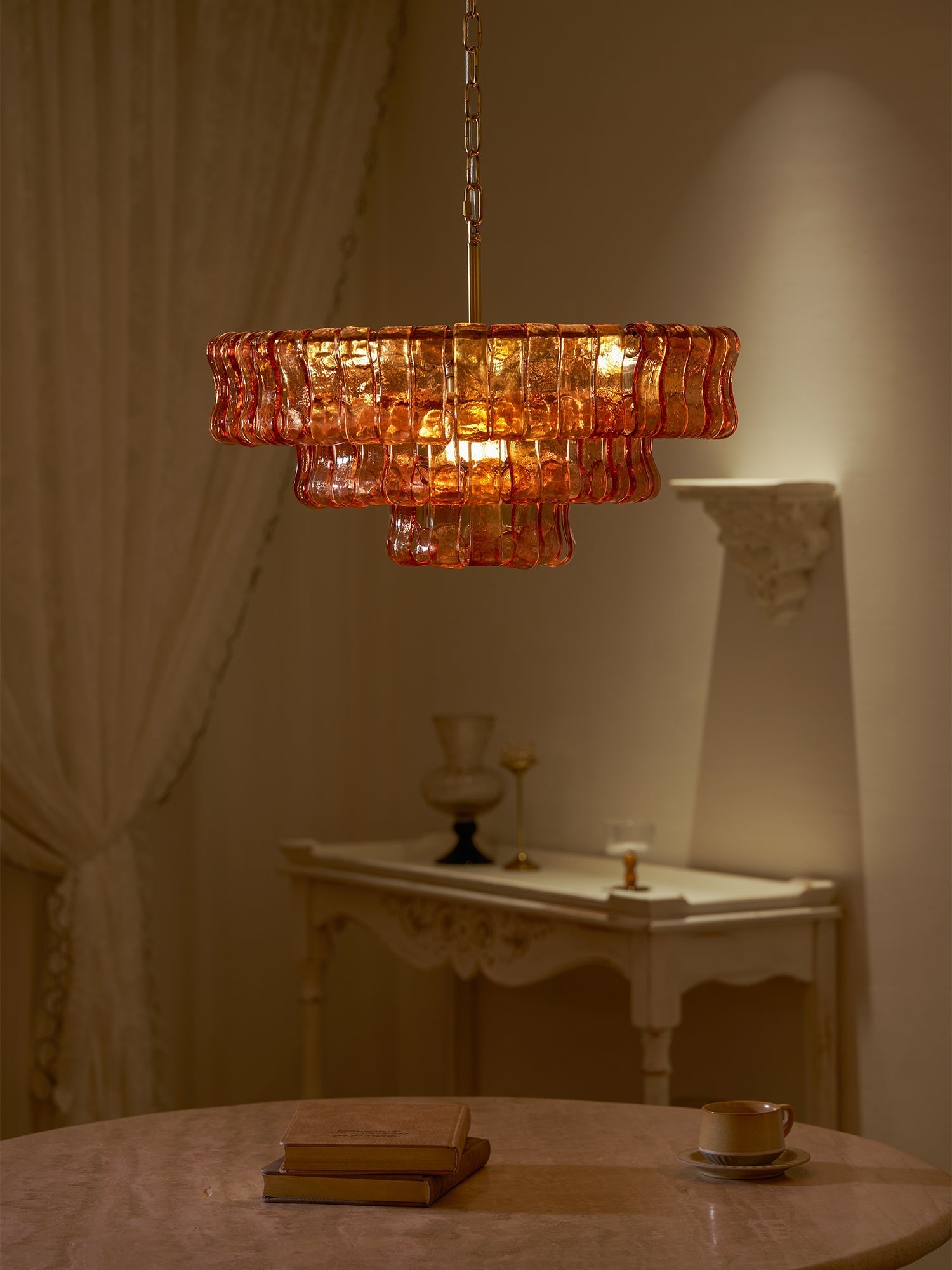 Ghiaccio Layered Glass Chandelier