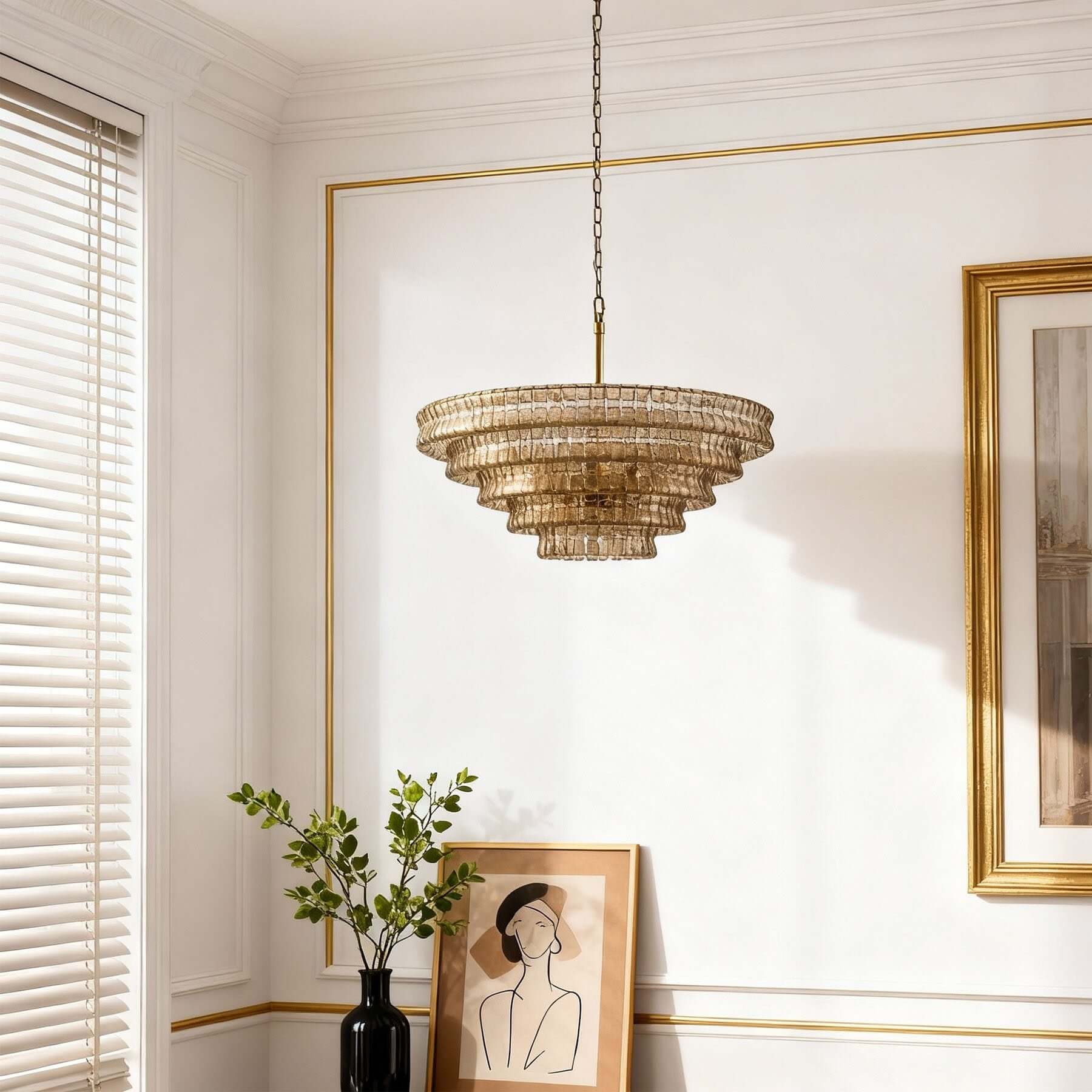 Ghiaccio Layered Glass Chandelier