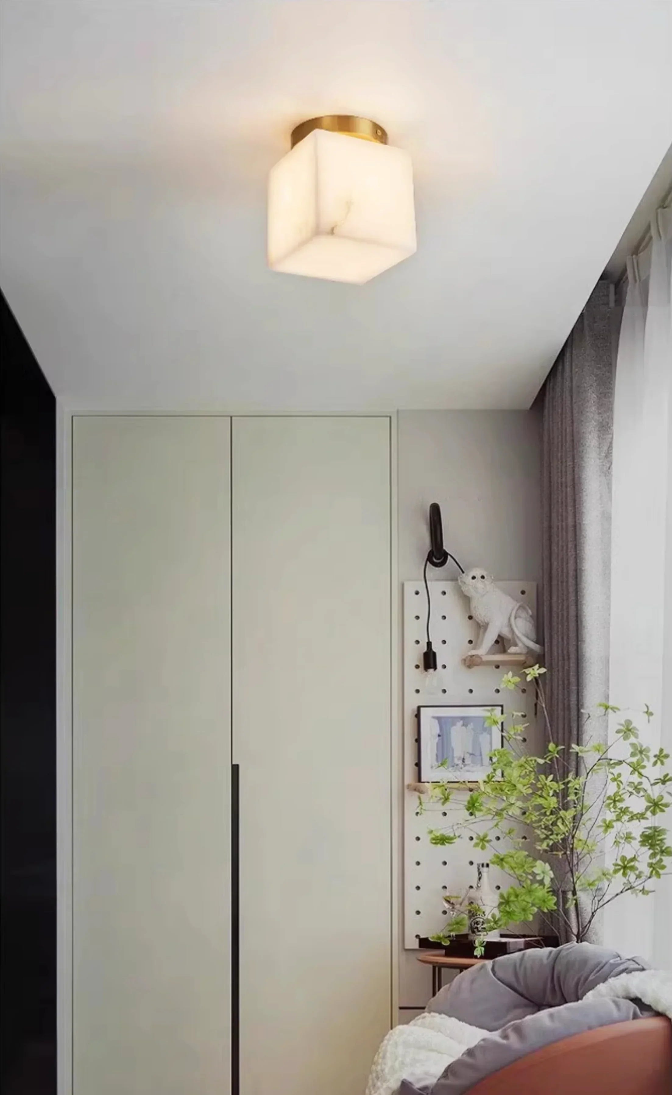 Virelia Alabaster Brass Flush Mount