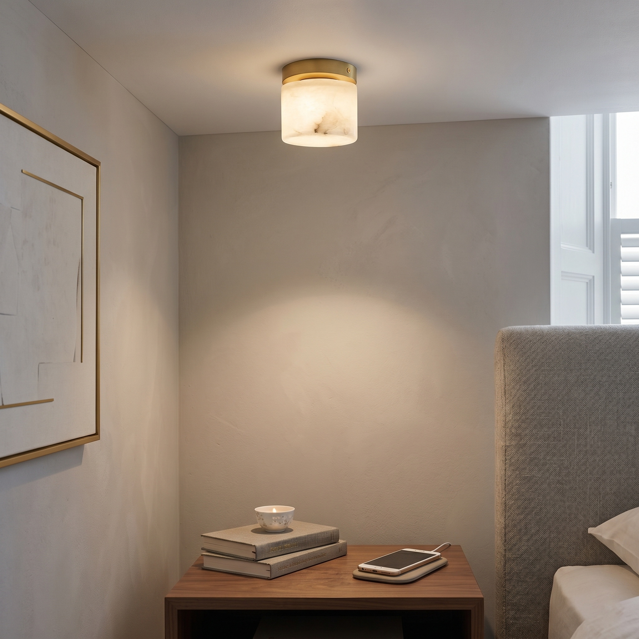 Virelia Alabaster Brass Flush Mount