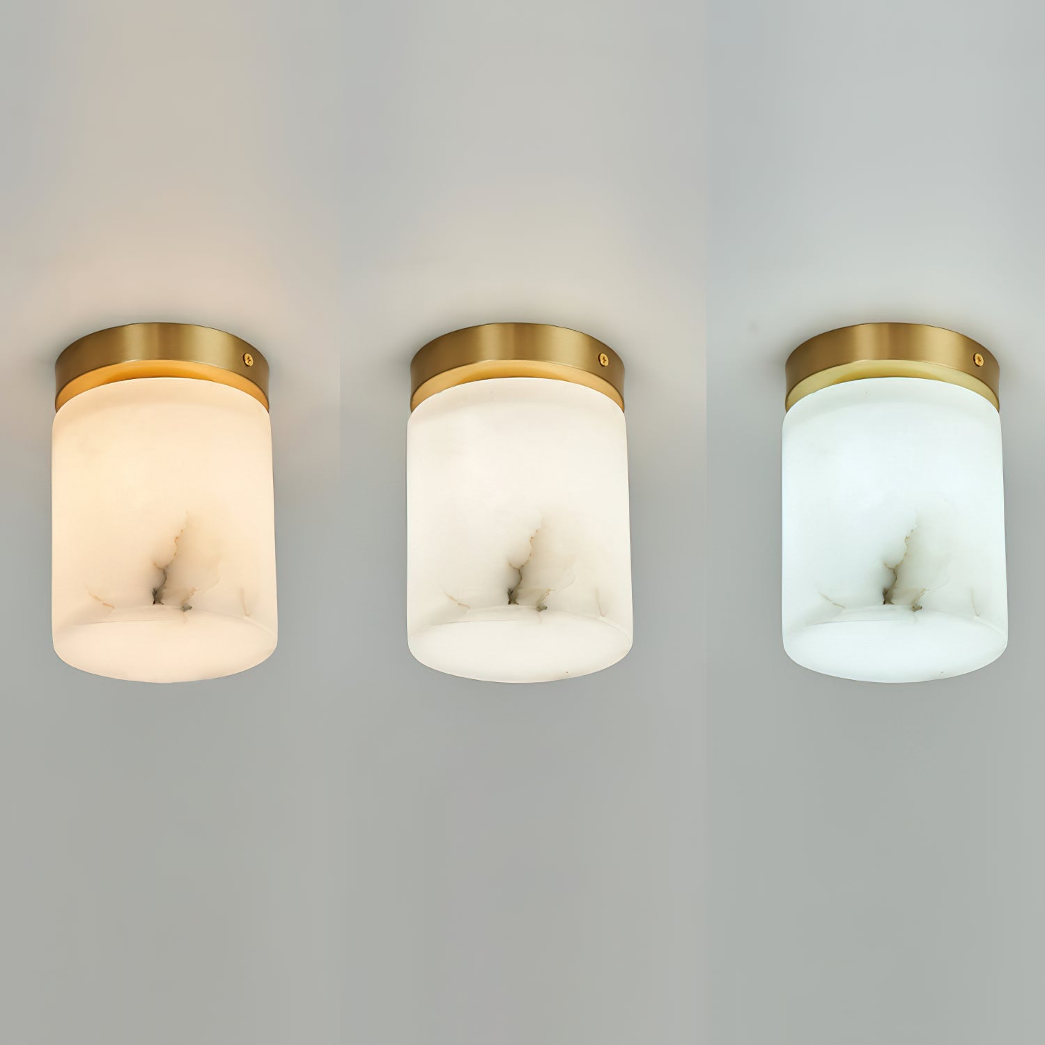 Virelia Alabaster Brass Flush Mount