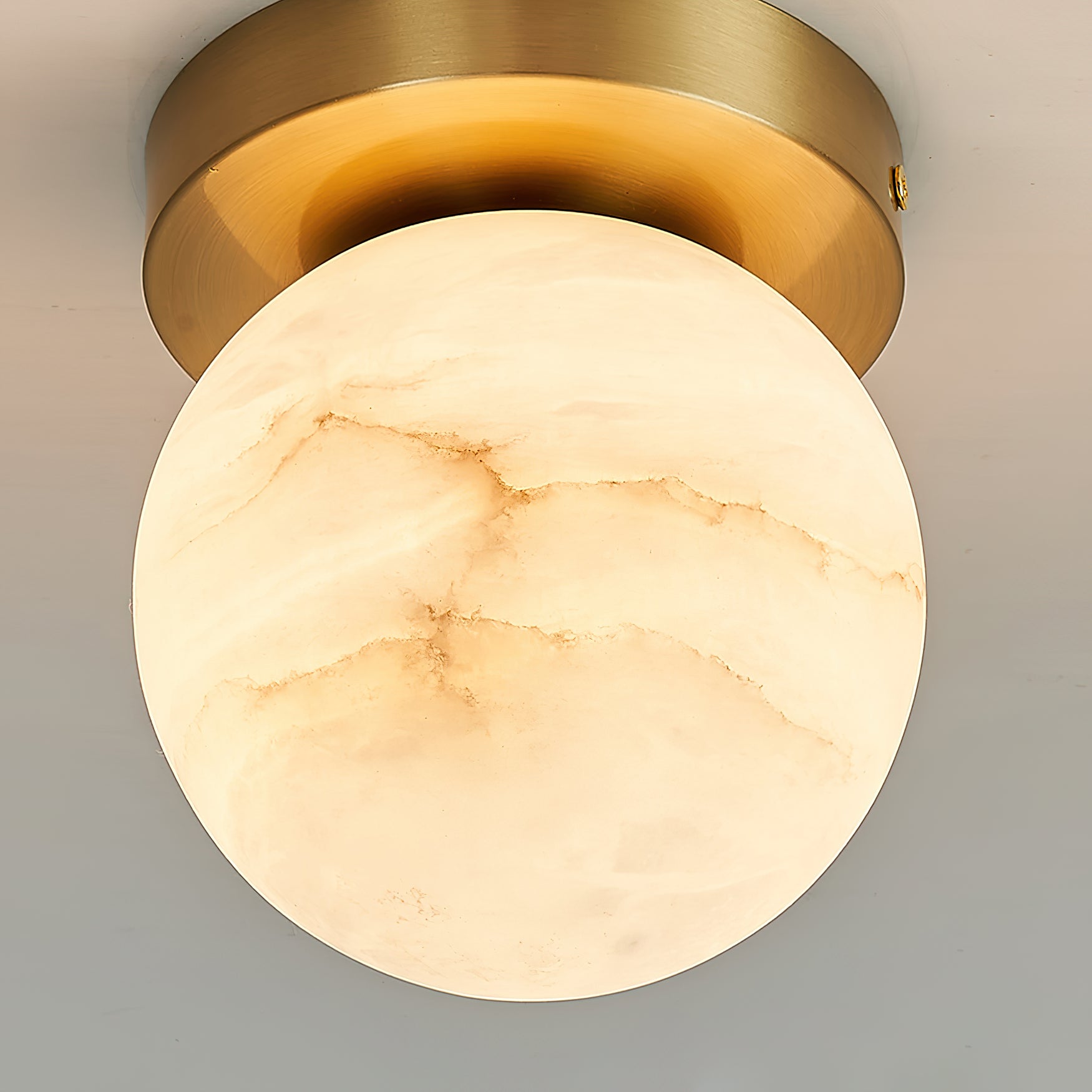 Virelia Alabaster Brass Flush Mount