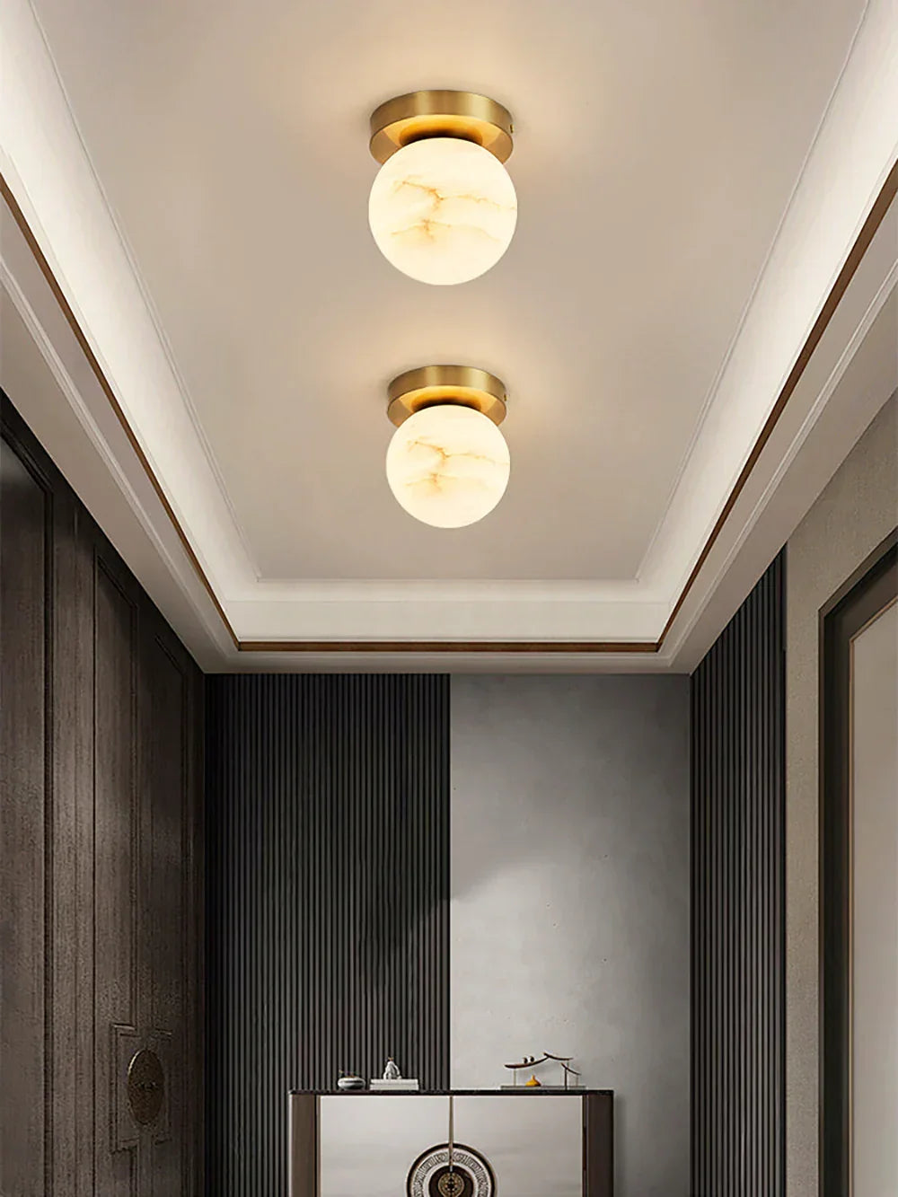 Virelia Alabaster Brass Flush Mount