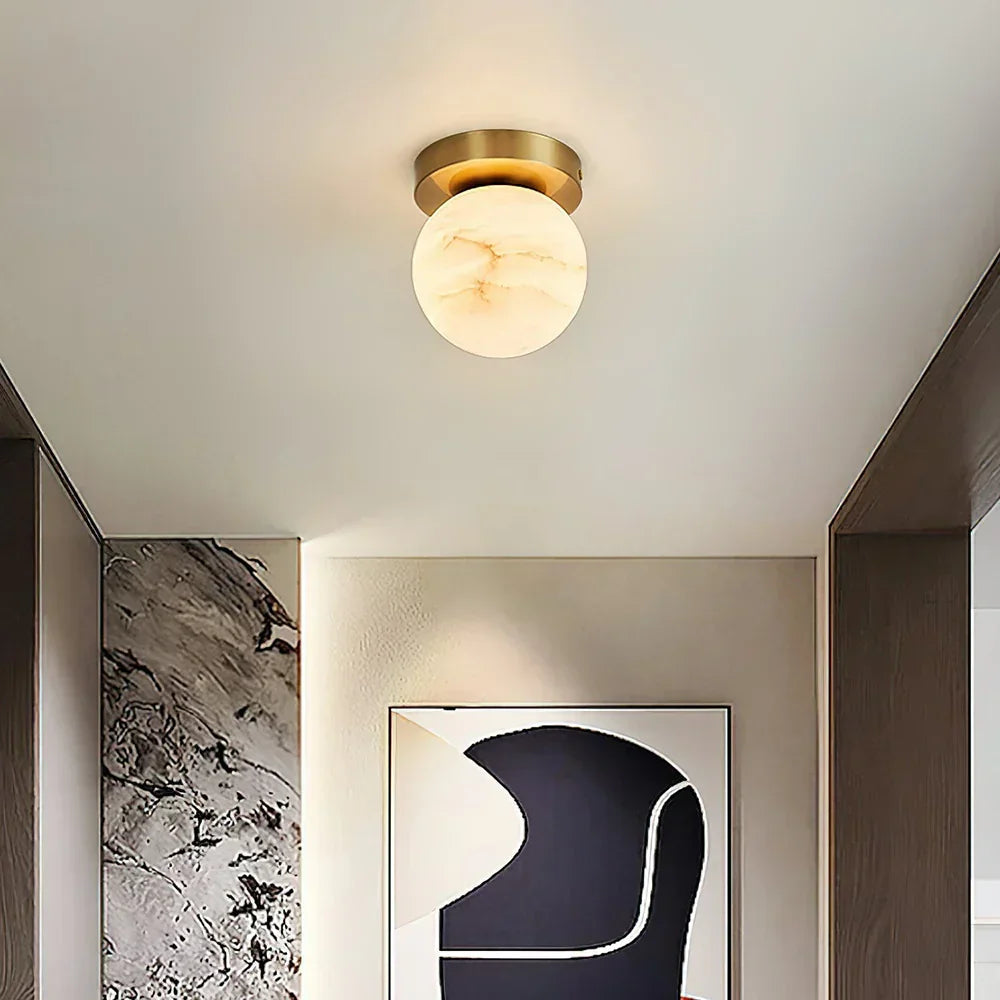 Virelia Alabaster Brass Flush Mount