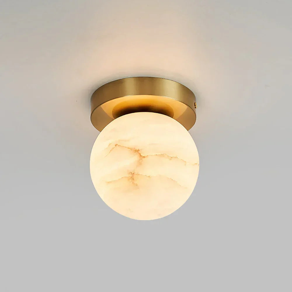 Virelia Alabaster Brass Flush Mount