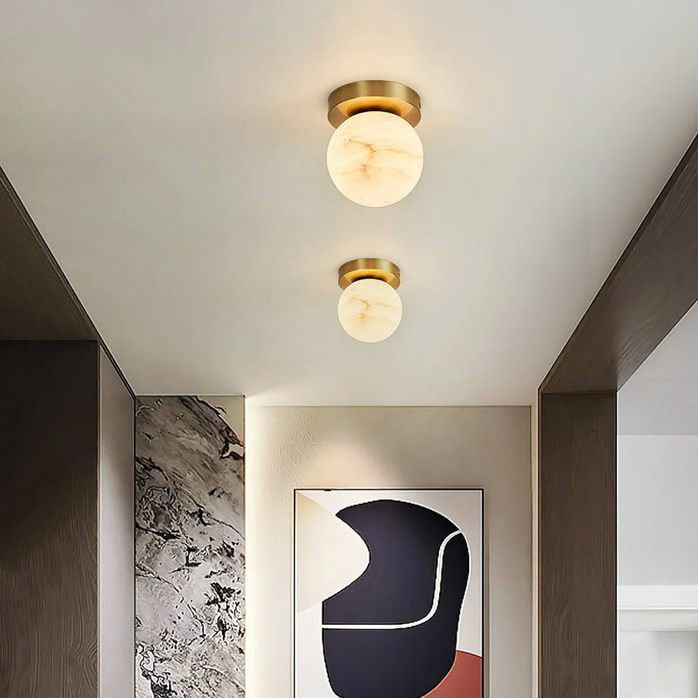 Virelia Alabaster Brass Flush Mount