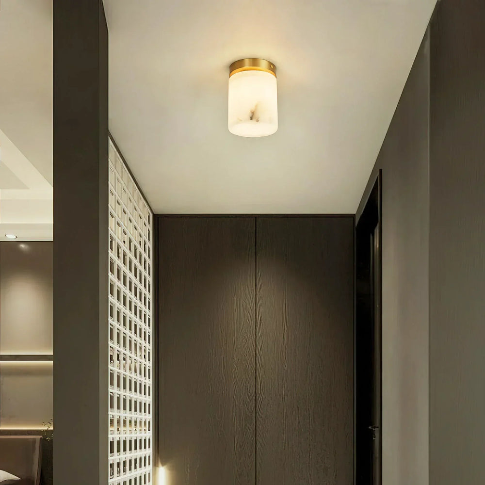 Virelia Alabaster Brass Flush Mount