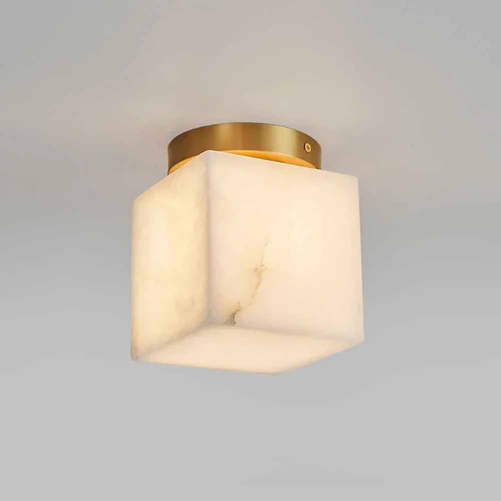 Virelia Alabaster Brass Flush Mount