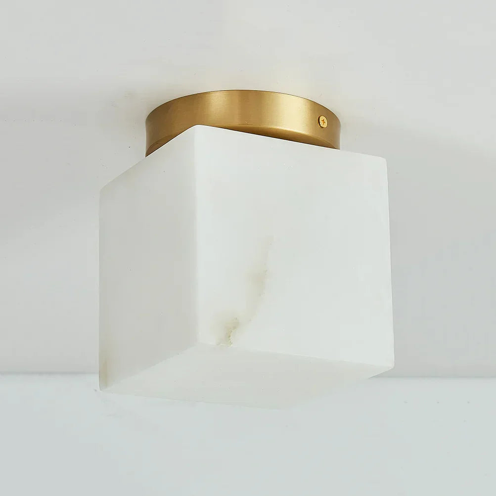 Virelia Alabaster Brass Flush Mount