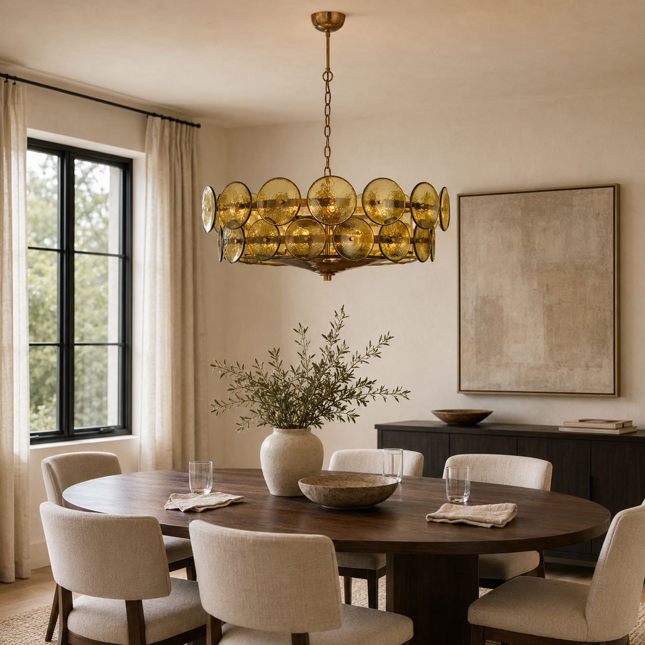 Avelora Cast Glass Disc Chandelier